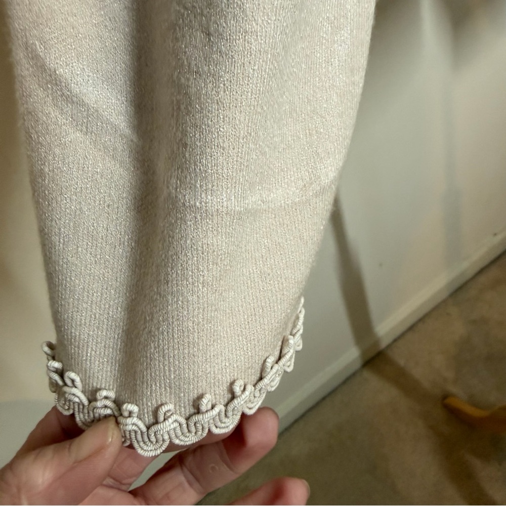 Sioni Women’s Open Front Knit Jacket with Trim Double Button in Winter White - Picture 7 of 12